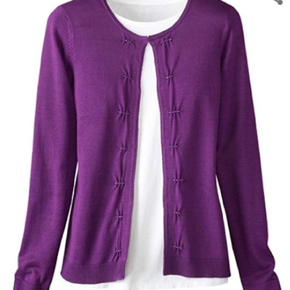 🆕NWT Coldwater Creek Beaded Tucks Cardigan